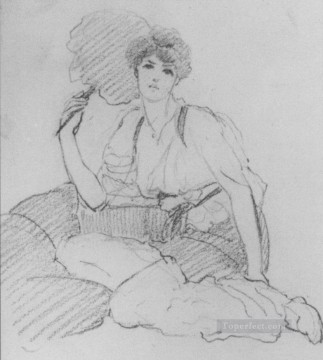 Flabellifera dibujo a lápiz dama neoclásica John William Godward Pinturas al óleo